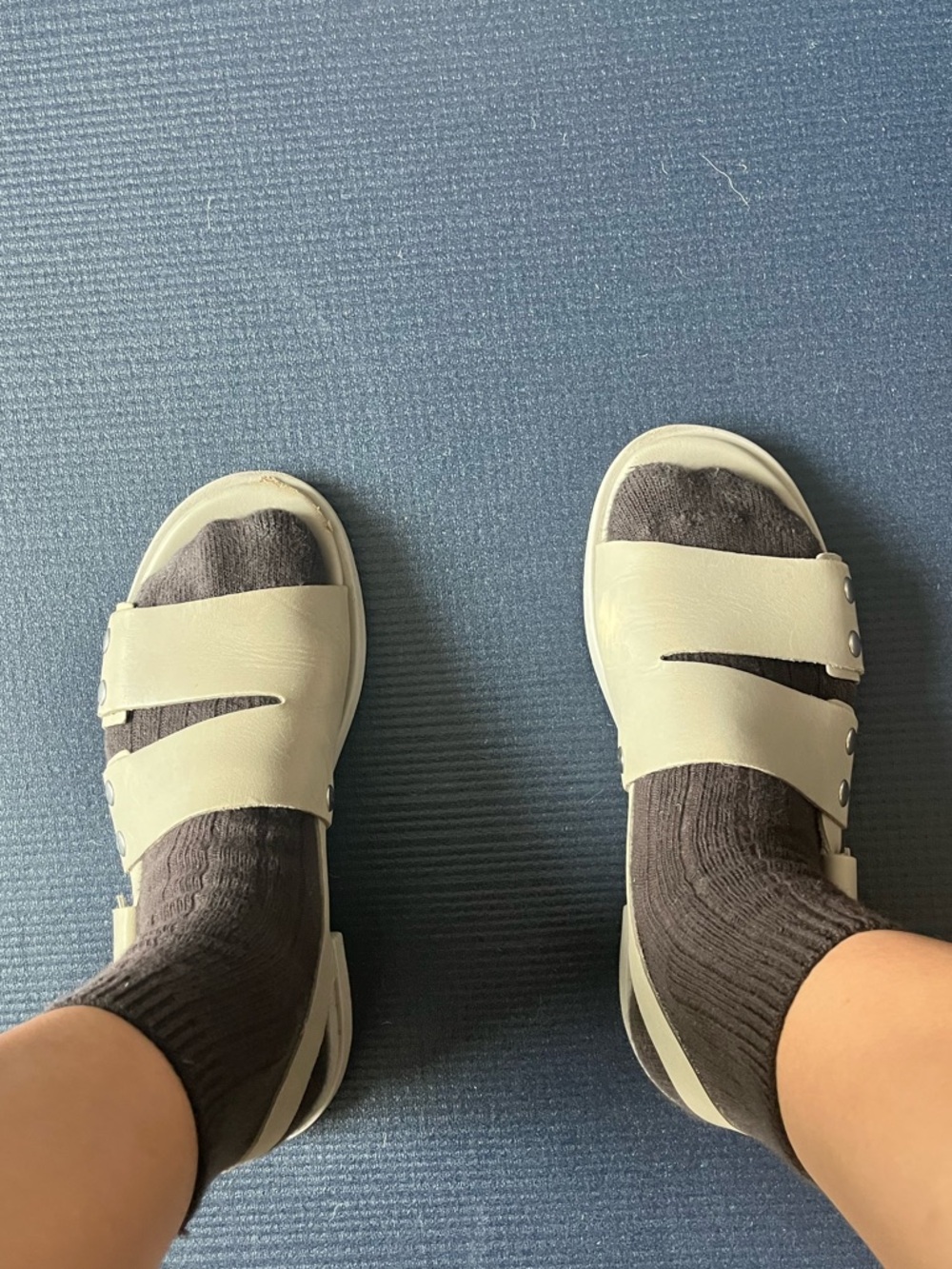 Camper Gray Sandals - Chunky Two-Strap Leather